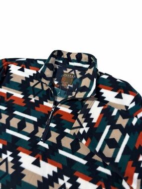 Roper Quarter Zip Aztec Fleece Pullover Mens 2XL Southwestern Cowboy Multicolor